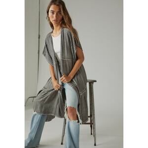 Lucky Brand Gray Textured Street Kimono One Size